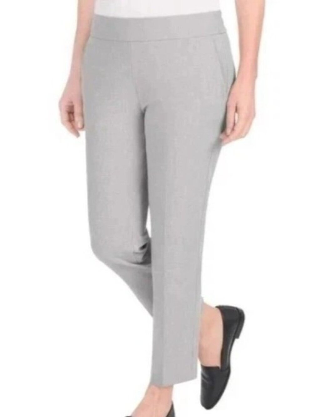 NWT Hilary Radley Women's Dress Pants L Gray Elastic Waist 26 In. Inseam